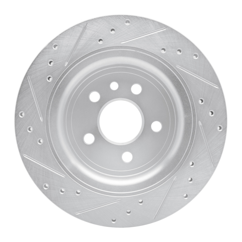 Volvo XC60 Brake Rotor (1) - Rear Right - R1 Concepts - Drilled & Slotted - Silver - `10-`17